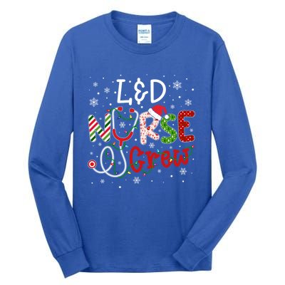 L And D Christmas Nurse Crew Funny Nursing Christmas Pattern Gift Tall Long Sleeve T-Shirt