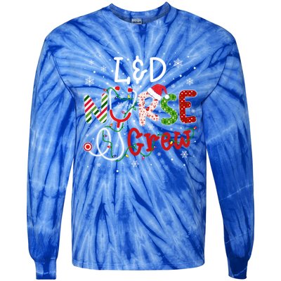 L And D Christmas Nurse Crew Funny Nursing Christmas Pattern Gift Tie-Dye Long Sleeve Shirt