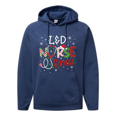 L And D Christmas Nurse Crew Funny Nursing Christmas Pattern Gift Performance Fleece Hoodie