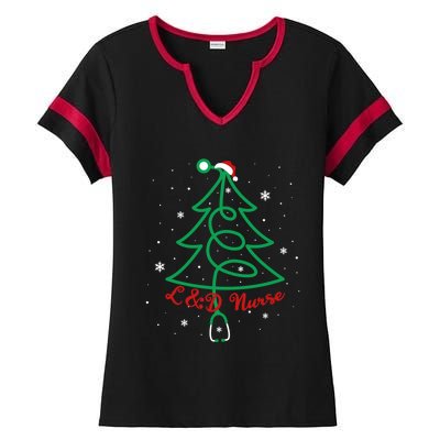 L And D Nurse Christmas Tree Stethoscope Santa Hat Nursing Xmas Gift Ladies Halftime Notch Neck Tee