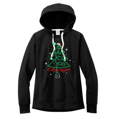 L And D Nurse Christmas Tree Stethoscope Santa Hat Nursing Xmas Gift Women's Fleece Hoodie