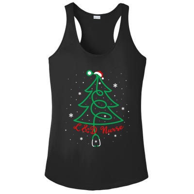 L And D Nurse Christmas Tree Stethoscope Santa Hat Nursing Xmas Gift Ladies PosiCharge Competitor Racerback Tank