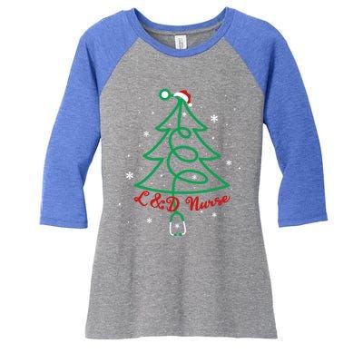 L And D Nurse Christmas Tree Stethoscope Santa Hat Nursing Xmas Gift Women's Tri-Blend 3/4-Sleeve Raglan Shirt