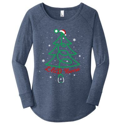 L And D Nurse Christmas Tree Stethoscope Santa Hat Nursing Xmas Gift Women's Perfect Tri Tunic Long Sleeve Shirt