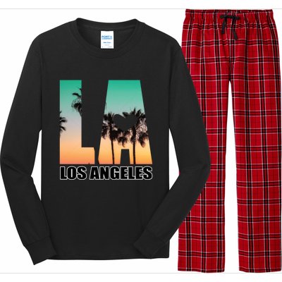 Los Angeles Design La Palm Tree Sunset Boulevard Funny Gift Long Sleeve Pajama Set