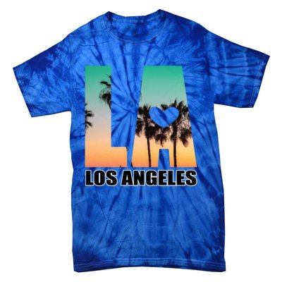 Los Angeles Design La Palm Tree Sunset Boulevard Funny Gift Tie-Dye T-Shirt