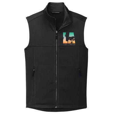 Los Angeles Design La Palm Tree Sunset Boulevard Funny Gift Collective Smooth Fleece Vest