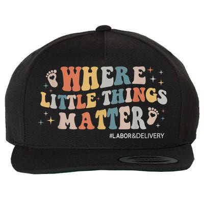 Labor and Delivery Nurse L&D Where Little Things Matter Wool Snapback Cap