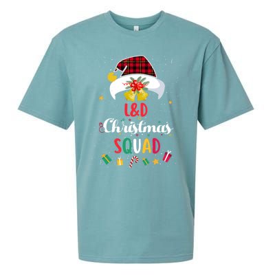 L And D Christmas Squad Santa Hat Nurse Matching Gift Sueded Cloud Jersey T-Shirt