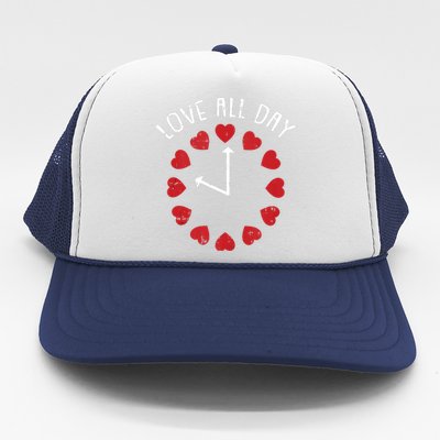 Love All Day Valentines Day Cute Hearts Clock Trucker Hat