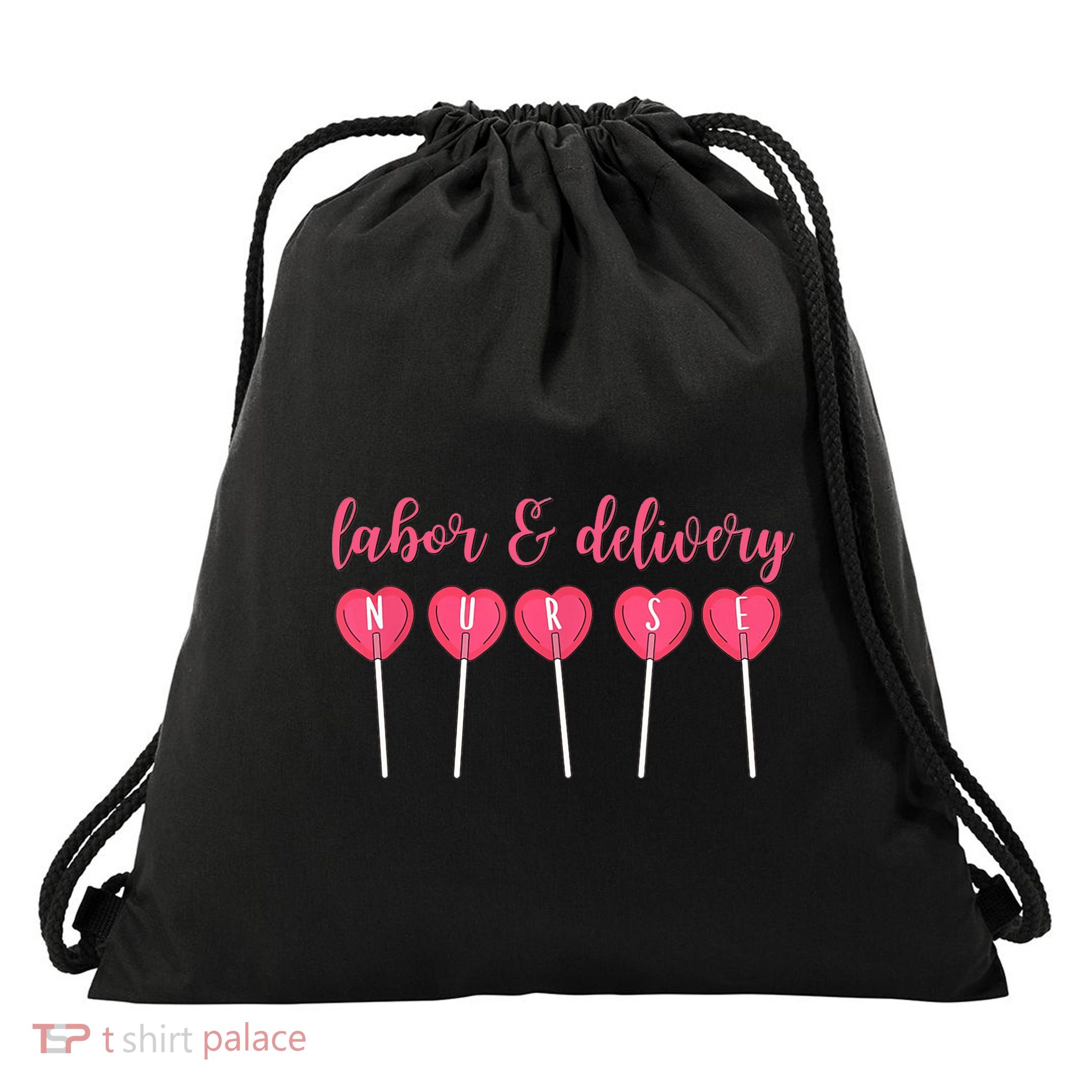 Labor And Delivery Nurse Valentine's Day Candy Heart Drawstring Bag
