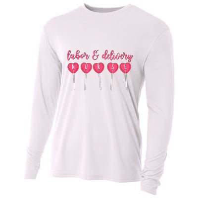 Labor And Delivery Nurse Valentine's Day Candy Heart Cooling Performance Long Sleeve Crew