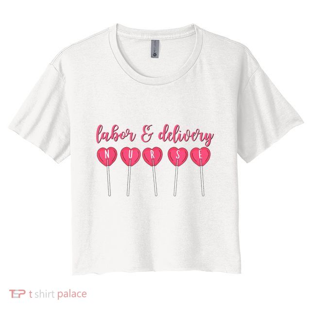 Labor And Delivery Nurse Valentine's Day Candy Heart Crop Top