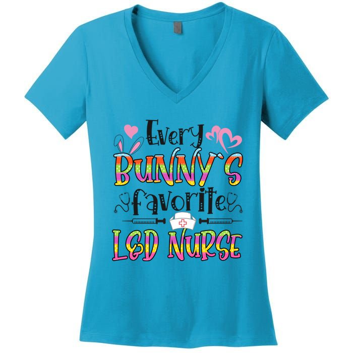 L And D Nurse Bunny's Favorite Nurse Easter Day Funny Gift Women's V-Neck T-Shirt