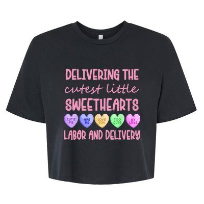 Labor And Delivery Nurse Valentine's Day, L&D Nurse Bella+Canvas Jersey Crop Tee