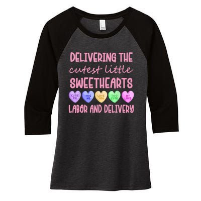 Labor And Delivery Nurse Valentine's Day, L&D Nurse Women's Tri-Blend 3/4-Sleeve Raglan Shirt