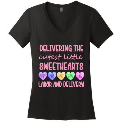 Labor And Delivery Nurse Valentine's Day, L&D Nurse Women's V-Neck T-Shirt