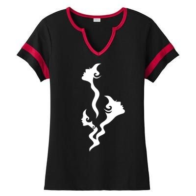 Lady Faces In Smoke Ladies Halftime Notch Neck Tee