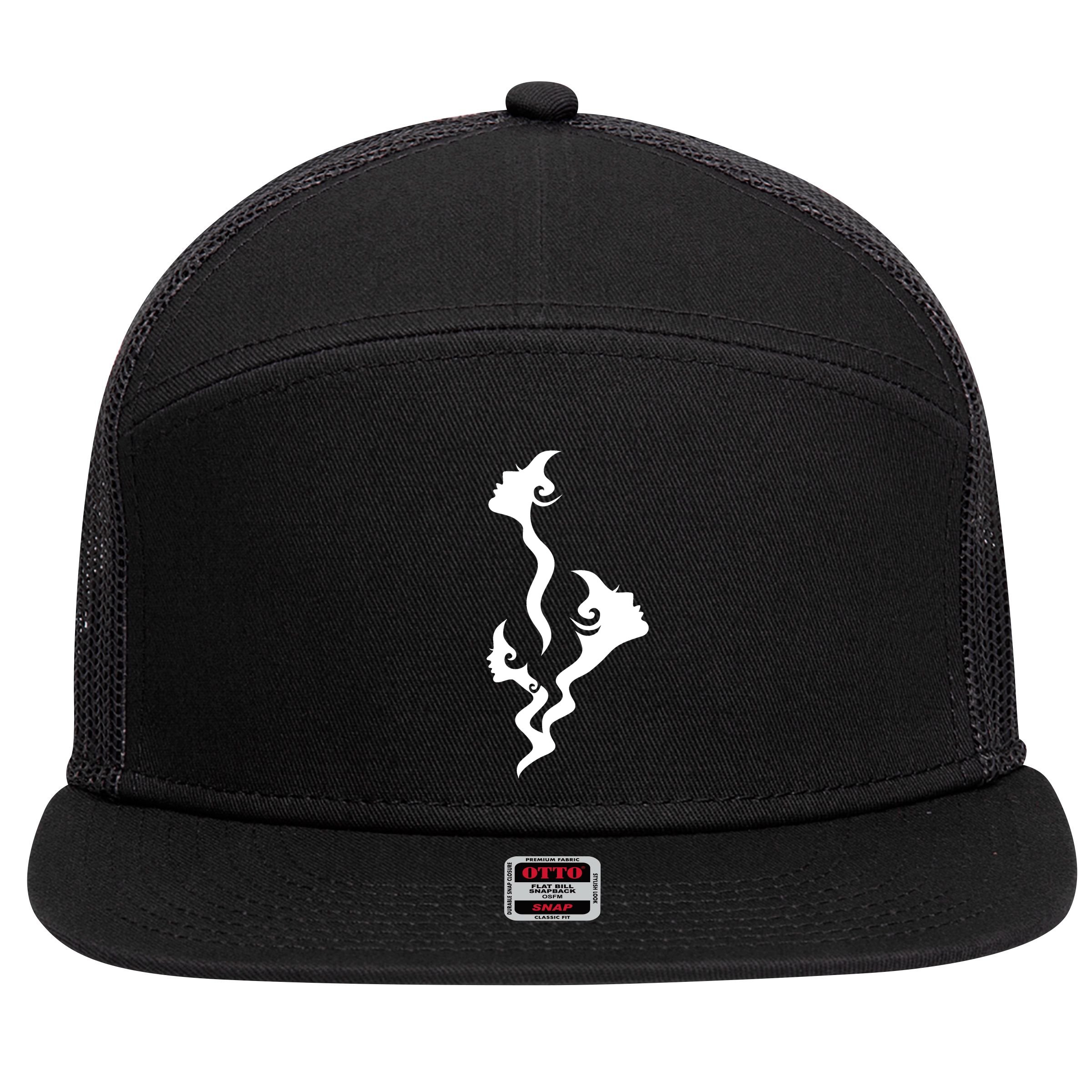 Lady Faces In Smoke 7 Panel Mesh Trucker Snapback Hat