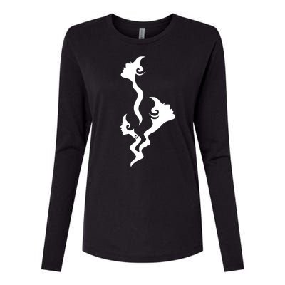 Lady Faces In Smoke Womens Cotton Relaxed Long Sleeve T-Shirt