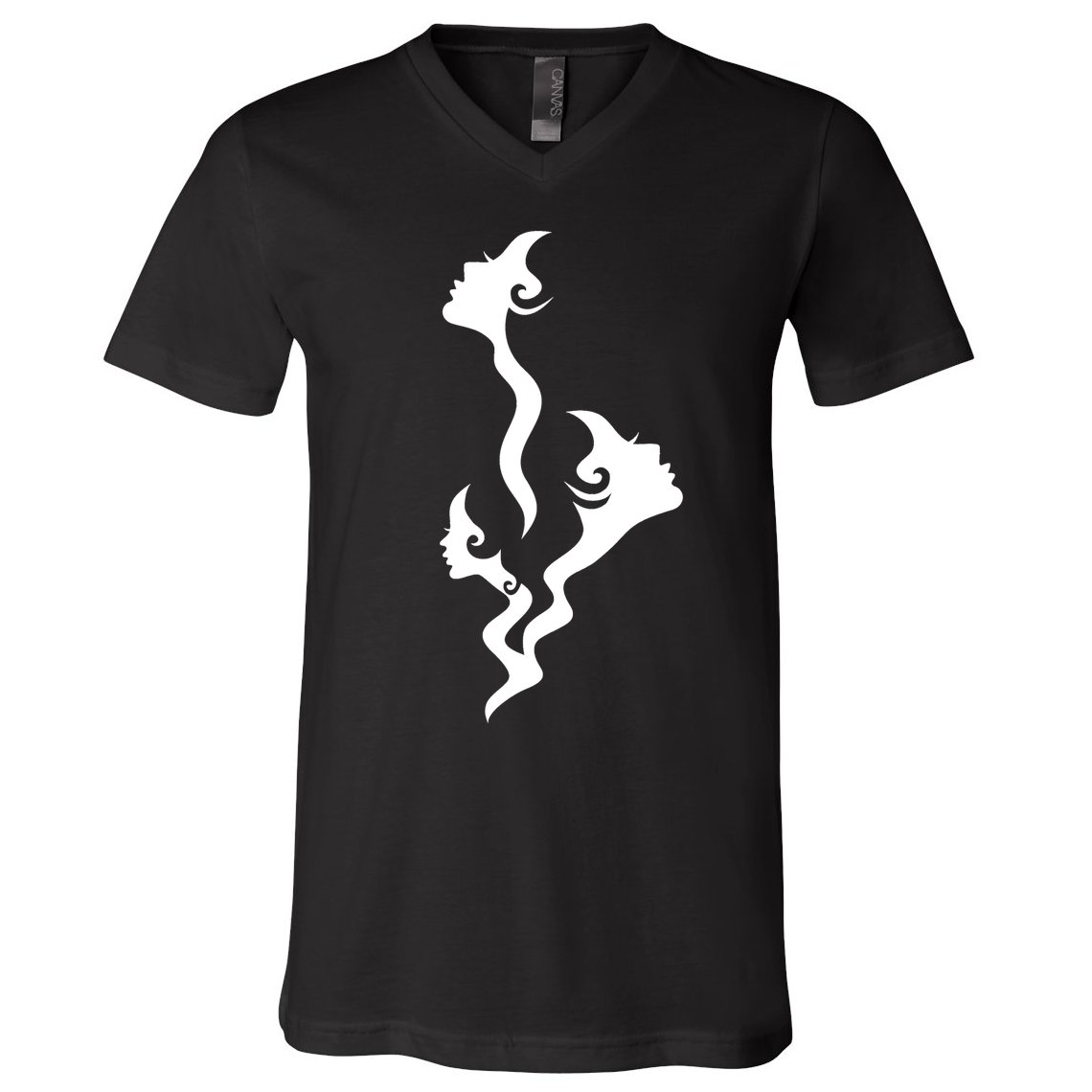 Lady Faces In Smoke V-Neck T-Shirt