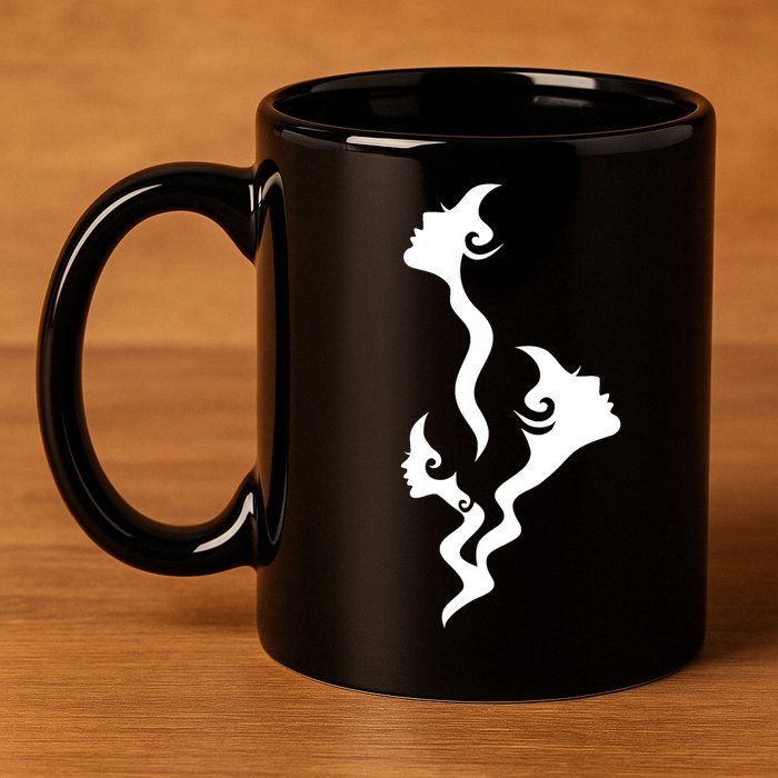 Lady Faces In Smoke 11oz C Handle Ceramic Mug
