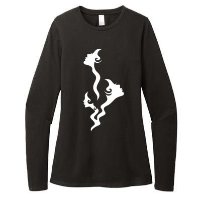 Lady Faces In Smoke Womens CVC Long Sleeve Shirt