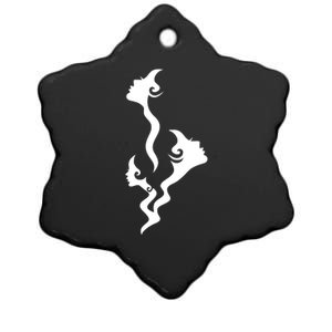 Lady Faces In Smoke Ceramic Star Ornament