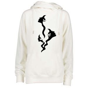 Lady Faces In Smoke Womens Funnel Neck Pullover Hood