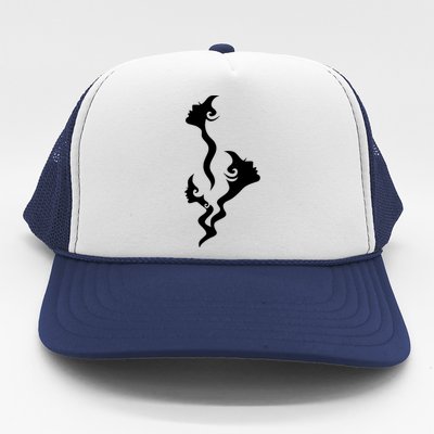 Lady Faces In Smoke Trucker Hat