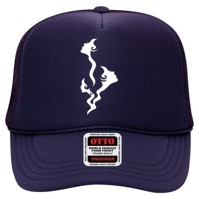 Lady Faces In Smoke High Crown Mesh Back Trucker Hat