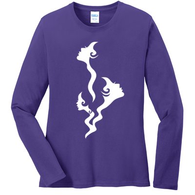 Lady Faces In Smoke Ladies Long Sleeve Shirt