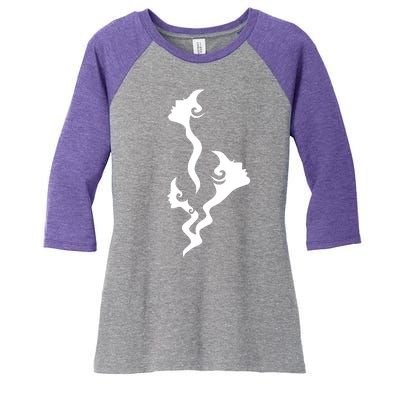 Lady Faces In Smoke Women's Tri-Blend 3/4-Sleeve Raglan Shirt