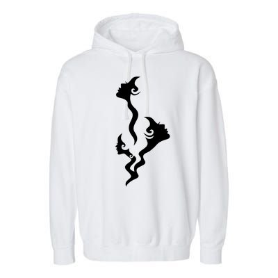 Lady Faces In Smoke Garment-Dyed Fleece Hoodie