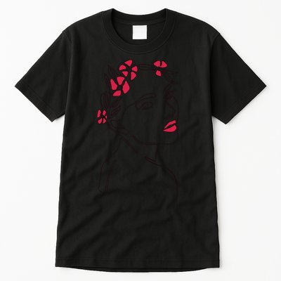 Lady Floral Outline Illustration Tall T-Shirt