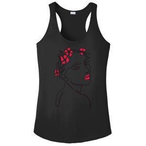 Lady Floral Outline Illustration Ladies PosiCharge Competitor Racerback Tank