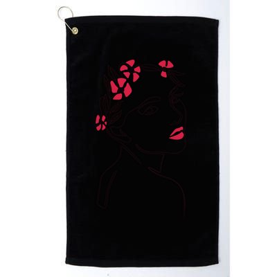 Lady Floral Outline Illustration Golf Towel