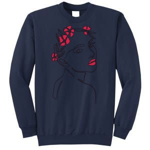 Lady Floral Outline Illustration Sweatshirt