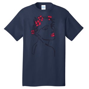 Lady Floral Outline Illustration Tall T-Shirt