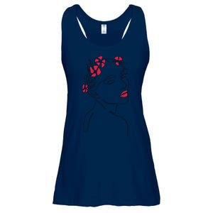 Lady Floral Outline Illustration Ladies Essential Flowy Tank