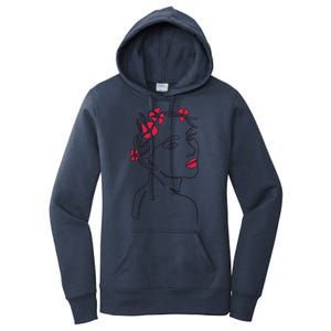 Lady Floral Outline Illustration Women's Pullover Hoodie