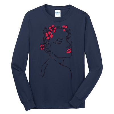 Lady Floral Outline Illustration Tall Long Sleeve T-Shirt