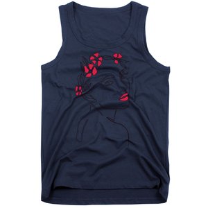 Lady Floral Outline Illustration Tank Top