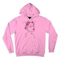 Lady Floral Outline Illustration Hoodie