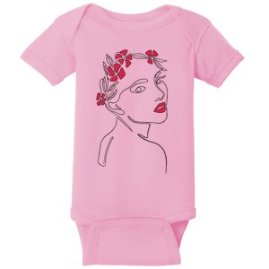 Lady Floral Outline Illustration Baby Bodysuit