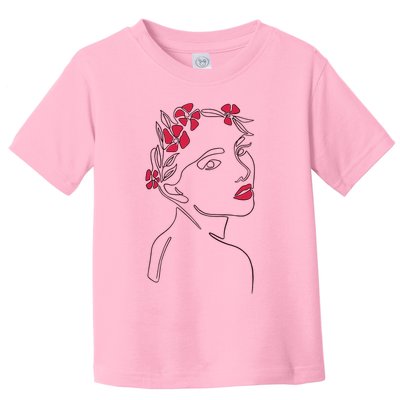 Lady Floral Outline Illustration Toddler T-Shirt