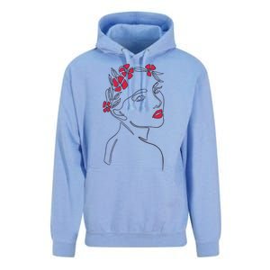 Lady Floral Outline Illustration Unisex Surf Hoodie