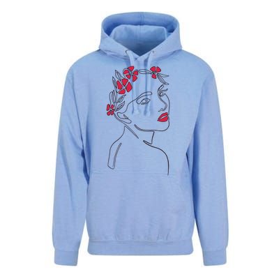 Lady Floral Outline Illustration Unisex Surf Hoodie