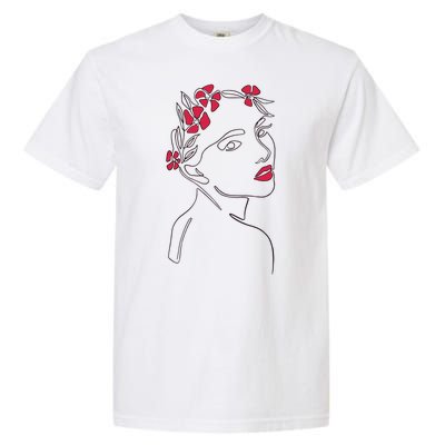 Lady Floral Outline Illustration Garment-Dyed Heavyweight T-Shirt