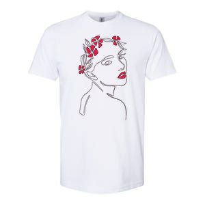 Lady Floral Outline Illustration Softstyle CVC T-Shirt